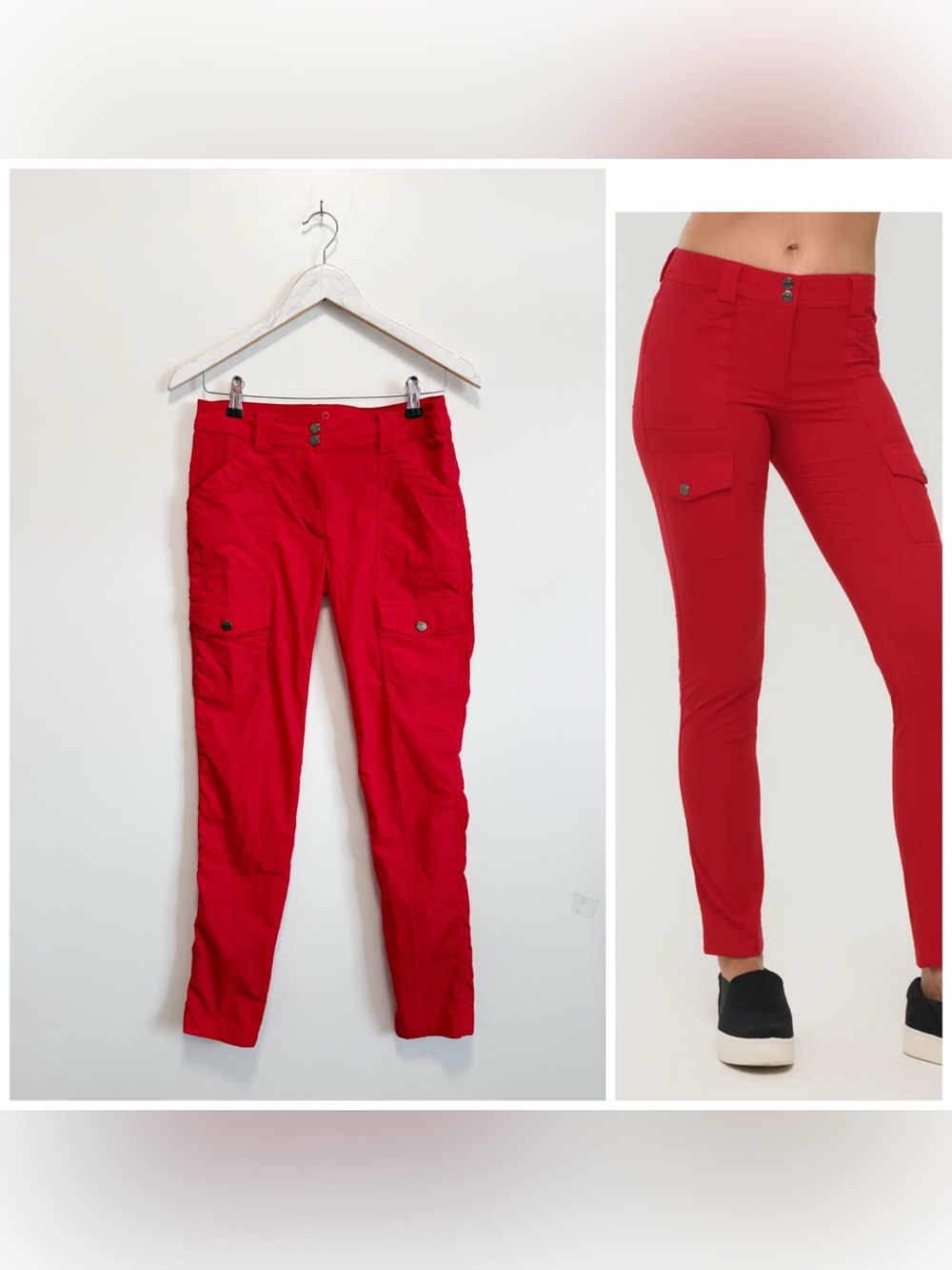 ANATOMIE Kate Skinny Cargo Lightweight Pants Atomic Red Size Small